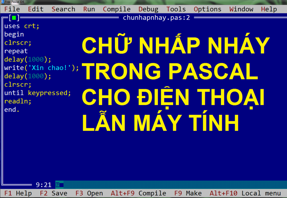 Cách lập trình chữ nhấp nháy trong&nbsp;Pascal