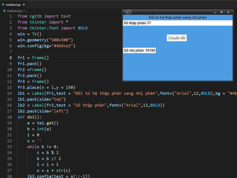 Lập trình App với Tkinter #1: App đổi số từ hệ thập phân sang nhị&nbsp;phân
